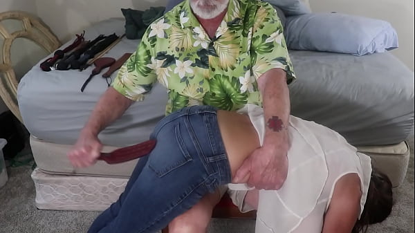 TMS-25-2) Slender MILF for OTK Hand Spank & Paddles Plus Caning, Pussy Fucking and Cumshot